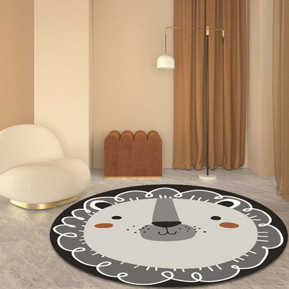Skorter | Dark Color Cartoon Area Rug Synthetic Animal Head Carpet Stain Resistant Non-Slip Rug for Children's Room