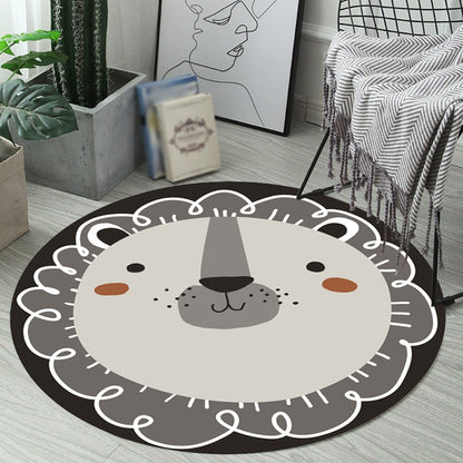 Skorter | Dark Color Cartoon Area Rug Synthetic Animal Head Carpet Stain Resistant Non-Slip Rug for Children's Room