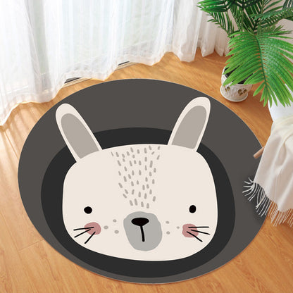 Skorter | Dark Color Cartoon Area Rug Synthetic Animal Head Carpet Stain Resistant Non-Slip Rug for Children's Room