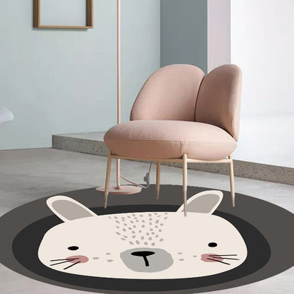 Skorter | Dark Color Cartoon Area Rug Synthetic Animal Head Carpet Stain Resistant Non-Slip Rug for Children's Room