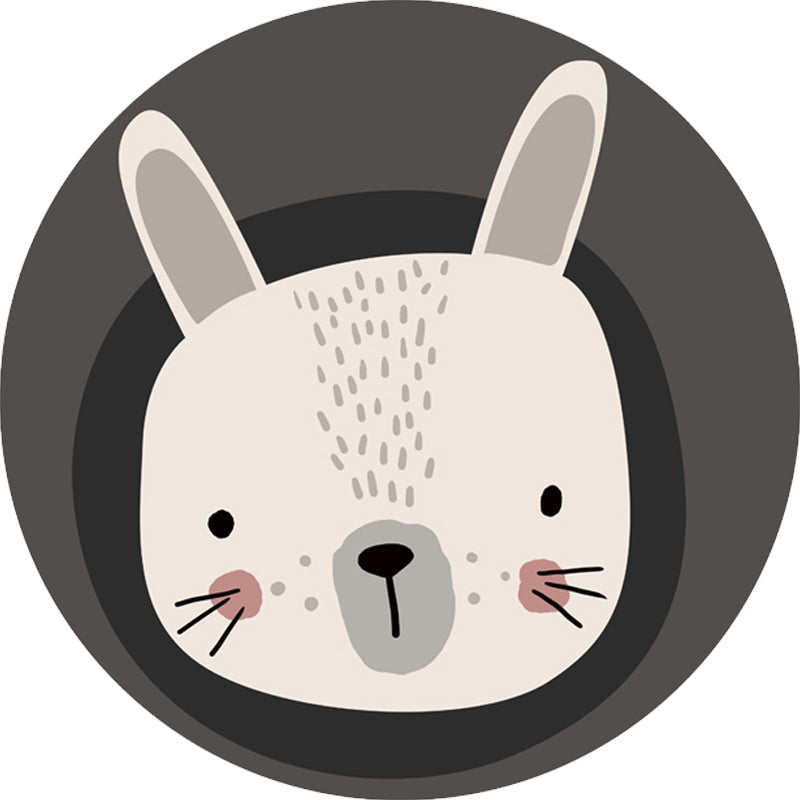 Skorter | Dark Color Cartoon Area Rug Synthetic Animal Head Carpet Stain Resistant Non-Slip Rug for Children's Room