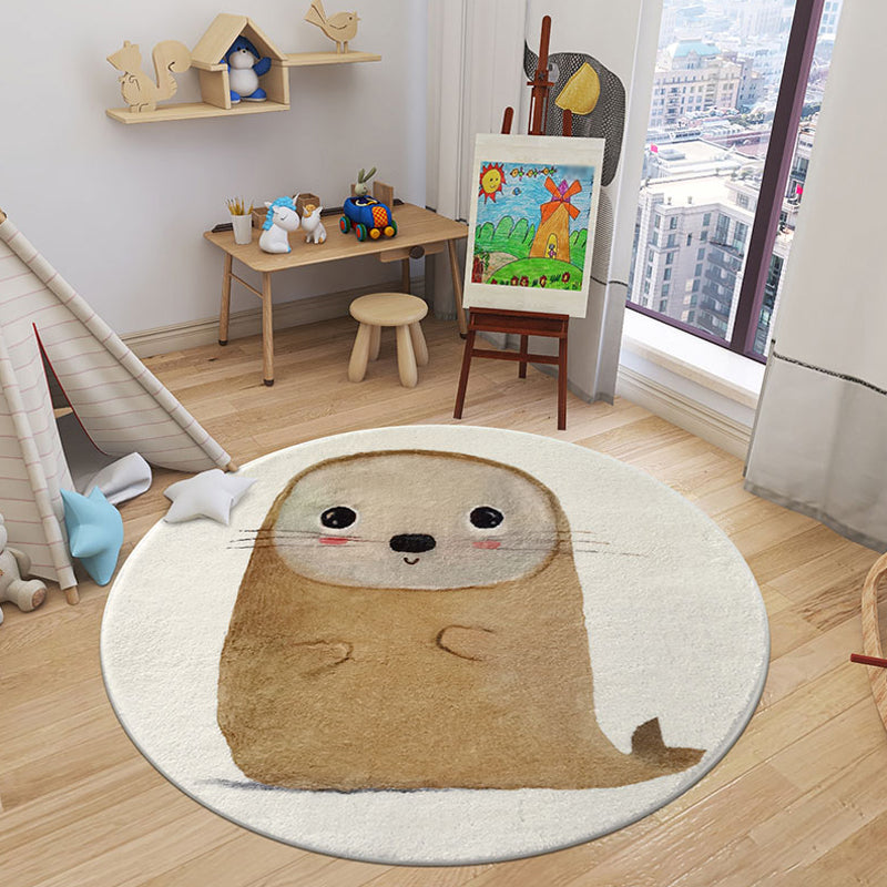 Skorter | Cartoon Animal Indoor Carpet Soft Color Polyester Rug Non-Slip Backing Washable Rug for Children's Room