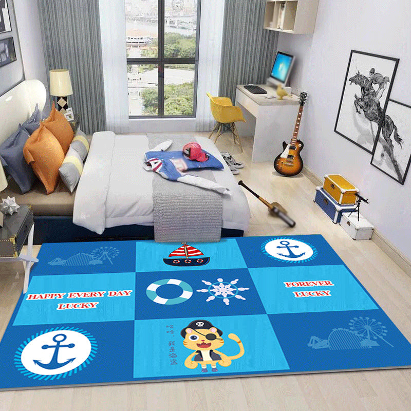 Skorter | Cool Kids Rug Dark Color Fantasy World Area Rug Non-Slip Backing Washable Rug for Kids Room
