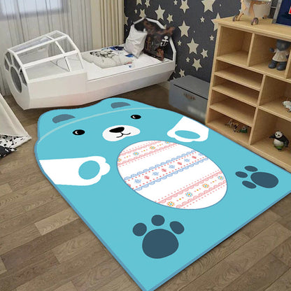 Skorter | Creative Pastel Cartoon Rug Synthetic Animal Pattern Rug Stain Resistant Non-Slip Carpet for Children's Bedroom