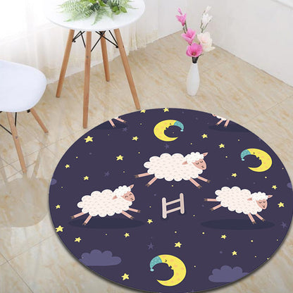 Skorter | Cartoon Children's Mats Rug Dark Color Animal Land Rug Polyester Pet Friendly Non-Slip Rug
