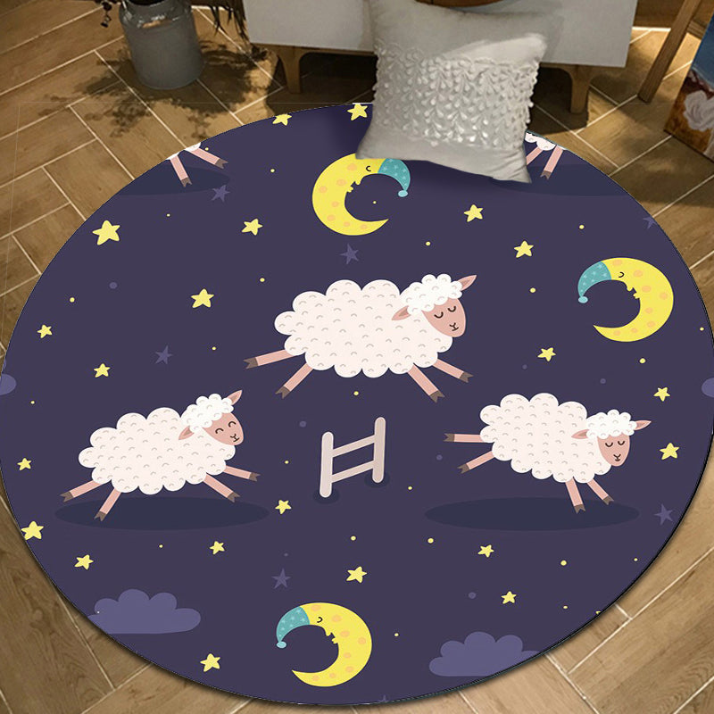 Skorter | Cartoon Children's Mats Rug Dark Color Animal Land Rug Polyester Pet Friendly Non-Slip Rug
