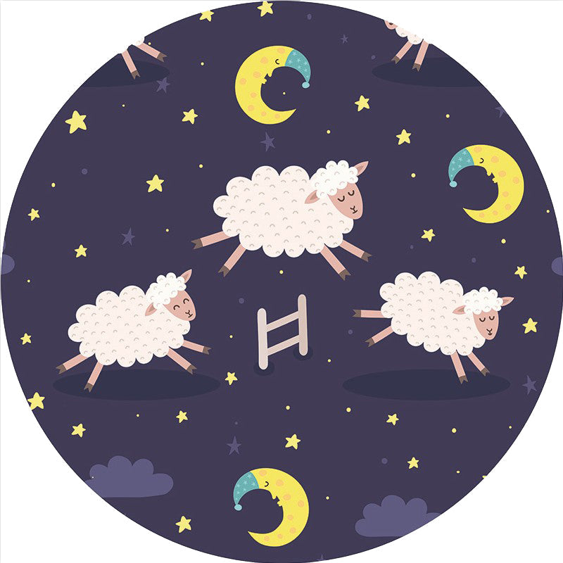 Skorter | Cartoon Children's Mats Rug Dark Color Animal Land Rug Polyester Pet Friendly Non-Slip Rug