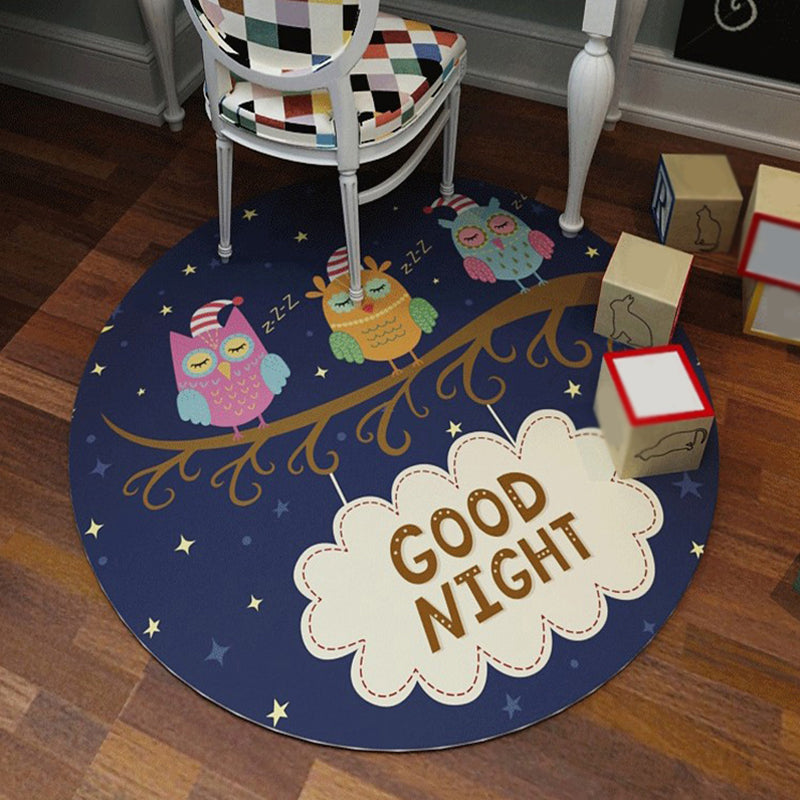 Skorter | Cartoon Children's Mats Rug Dark Color Animal Land Rug Polyester Pet Friendly Non-Slip Rug