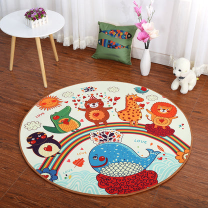 Skorter | Cartoon Children's Mats Rug Dark Color Animal Land Rug Polyester Pet Friendly Non-Slip Rug
