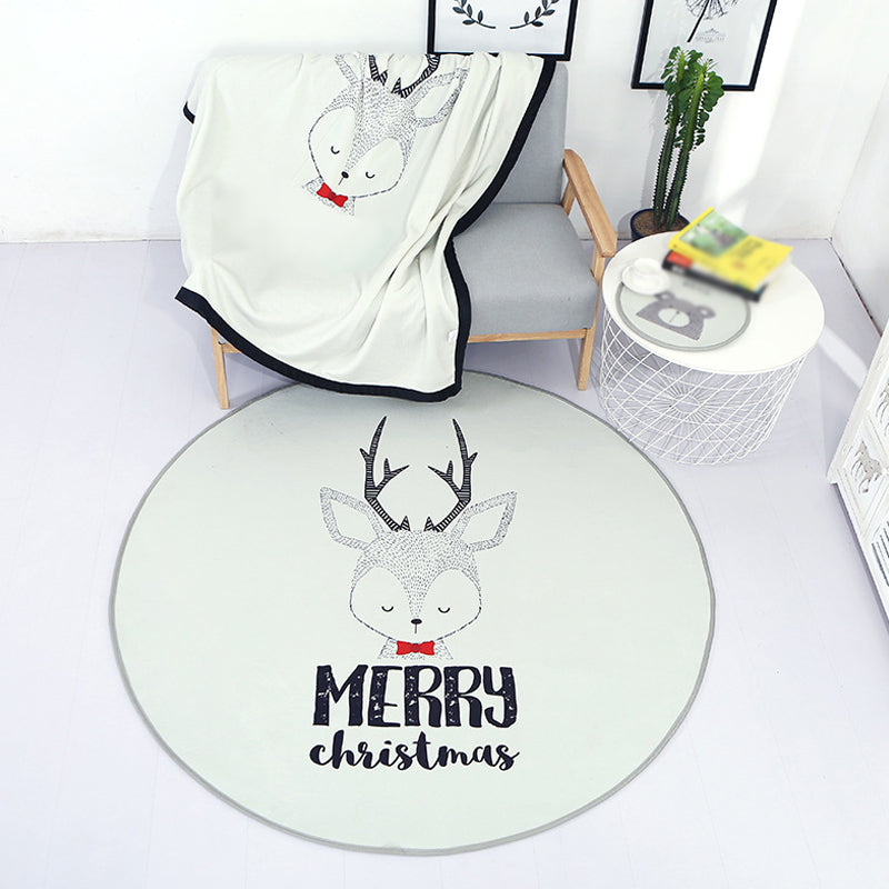 Skorter | Beautiful Children's Indoor Light Color Animal Rug with Words Non-Slip Backing Pet-Friendly Rug