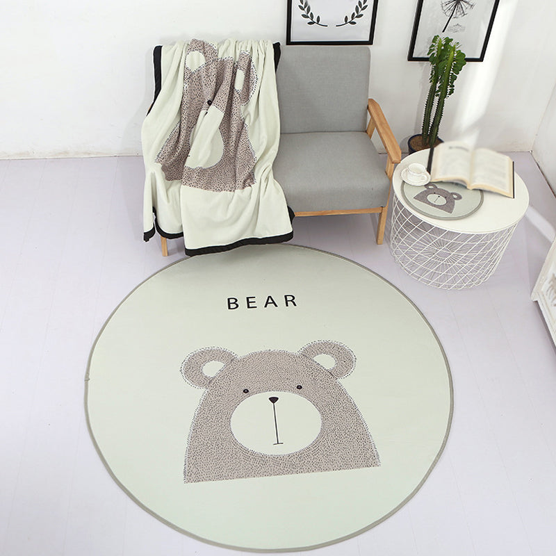 Skorter | Beautiful Children's Indoor Light Color Animal Rug with Words Non-Slip Backing Pet-Friendly Rug