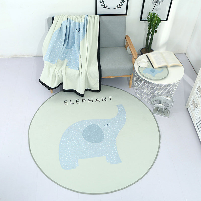 Skorter | Beautiful Children's Indoor Light Color Animal Rug with Words Non-Slip Backing Pet-Friendly Rug