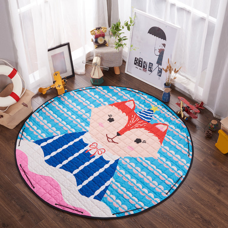 Skorter | Children’s Animal Play Rug Multicolored Cotton Rug Stain Resistant Pet Friendly Rug for Children's Room