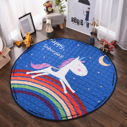 Skorter | Children’s Animal Play Rug Multicolored Cotton Rug Stain Resistant Pet Friendly Rug for Children's Room