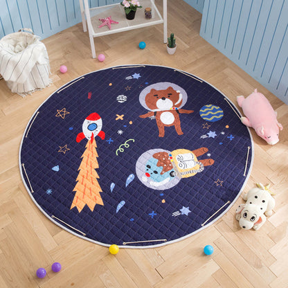 Skorter | Children’s Animal Play Rug Multicolored Cotton Rug Stain Resistant Pet Friendly Rug for Children's Room