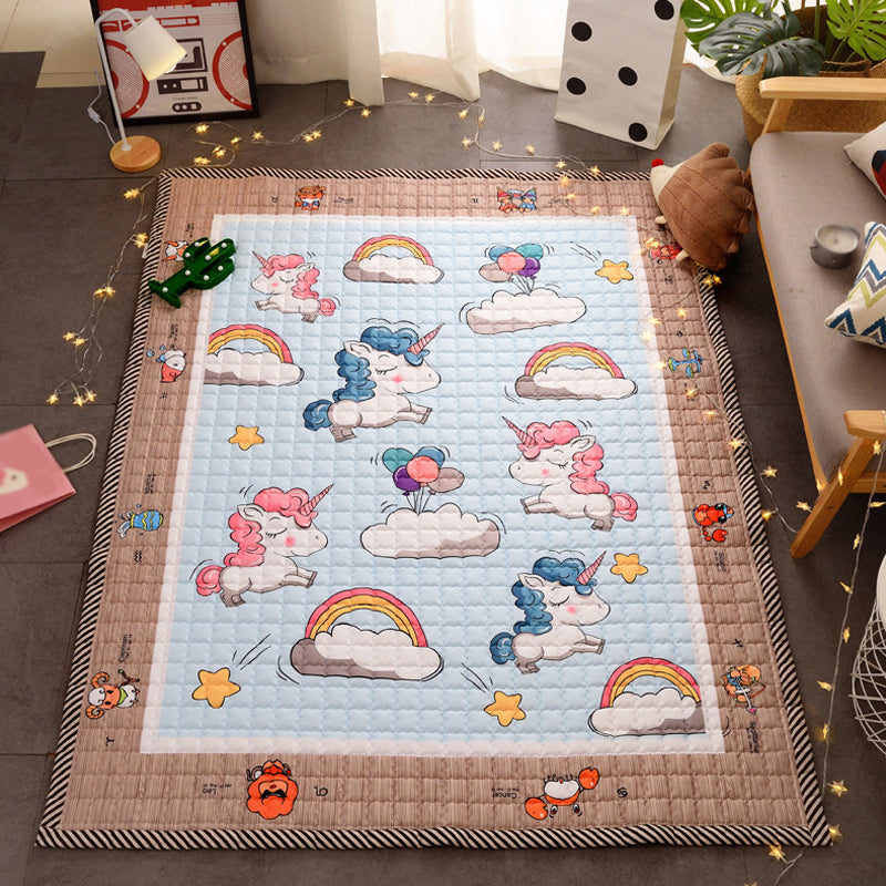 Skorter | Cute Cartoon Rug Bright Color Animal Indoor Rug Washable Non-Slip Area Carpet for Daycare