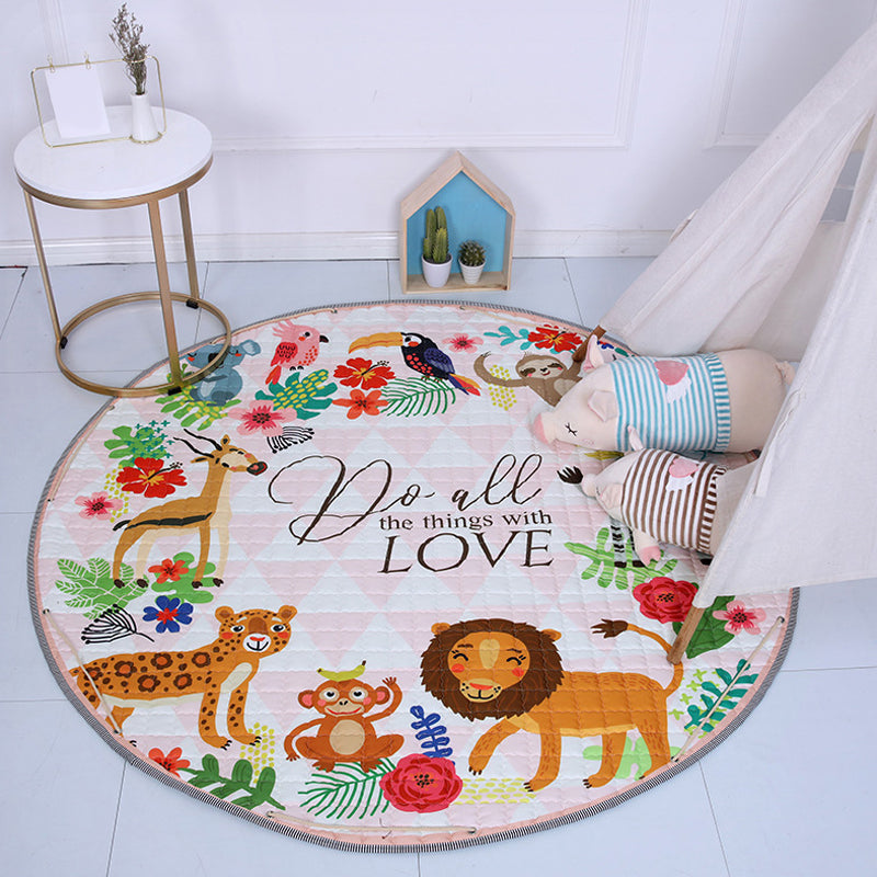 Skorter | Beautiful cartoon rug for indoors, multicolored animal pattern rug, washable, pet-friendly, non-slip rug for the children's room