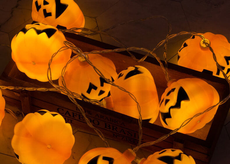 Skorter | Halloween Pumpkin Festive Lamp Artificial 10/20 Lights Plastic Battery USB LED String Lights