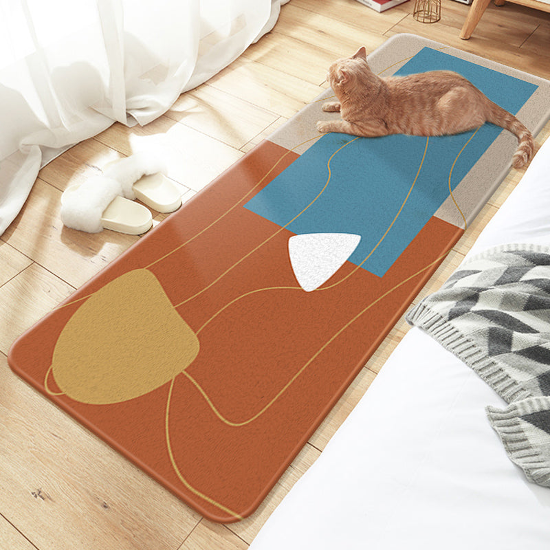 Skorter | Casual Multi Colored Modernism Carpet Polyester Swirl Stripe Pattern Carpet Washable Pet Friendly Non-Slip Carpet for Bedroom