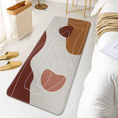 Skorter | Casual Multi Colored Modernism Carpet Polyester Swirl Stripe Pattern Carpet Washable Pet Friendly Non-Slip Carpet for Bedroom