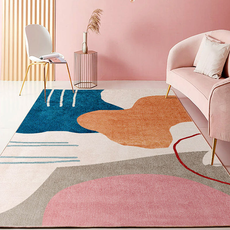 Skorter | Color Block Design Novelty Style Colorful Area Rug Pet Friendly Polyester Rugs for Living Room