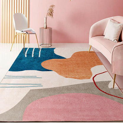 Skorter | Color Block Design Novelty Style Colorful Area Rug Pet Friendly Polyester Rugs for Living Room