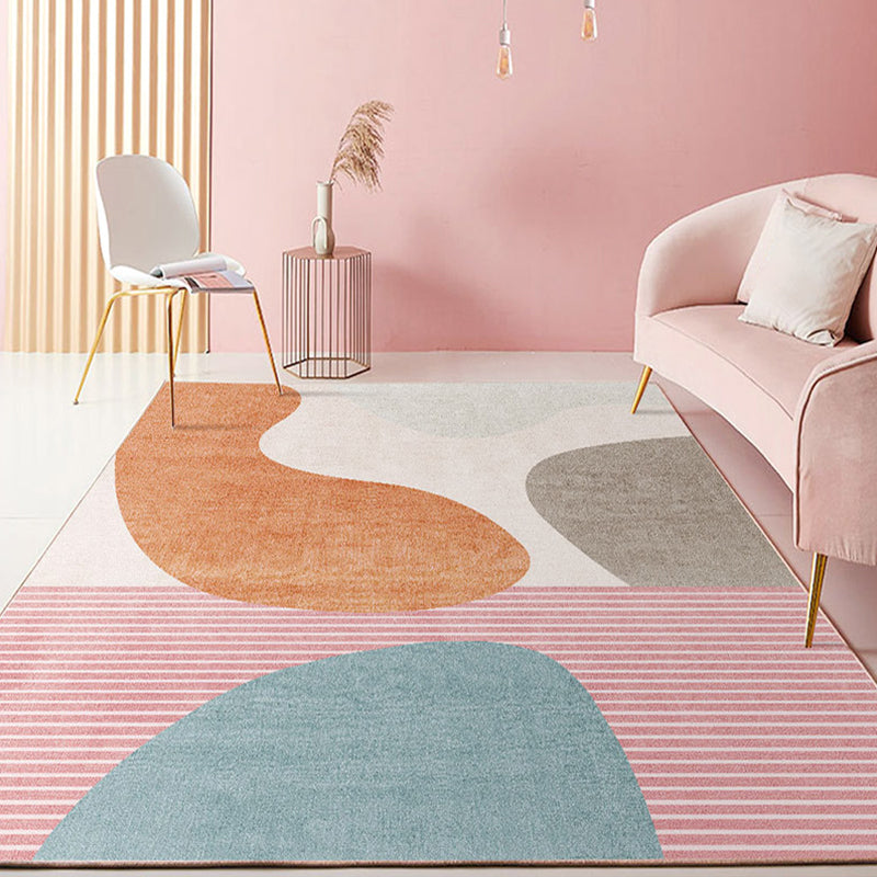 Skorter | Color Block Design Novelty Style Colorful Area Rug Pet Friendly Polyester Rugs for Living Room