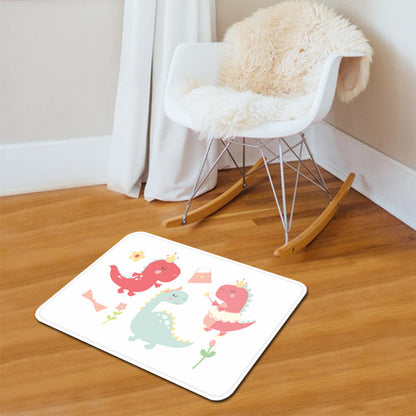 Skorter | Beautiful children's rug in pink and white with animal dinosaur butterfly bee pattern rug polyester washable rug for the nursery