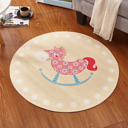 Skorter | Children's room rug in pink and purple animal horse bear print rug polyester stain-resistant rug
