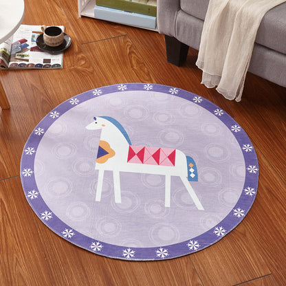 Skorter | Children's room rug in pink and purple animal horse bear print rug polyester stain-resistant rug