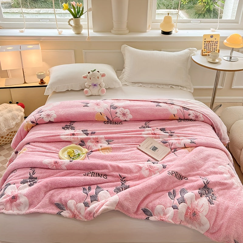 Skorter | Floral Flannel Te blanket - Soft, warm and stain-resistant for sofa, office and camping - Versatile gift