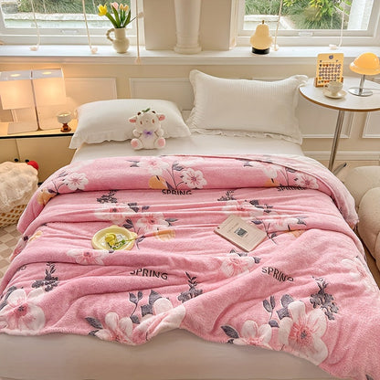 Skorter | Floral Flannel Te blanket - Soft, warm and stain-resistant for sofa, office and camping - Versatile gift