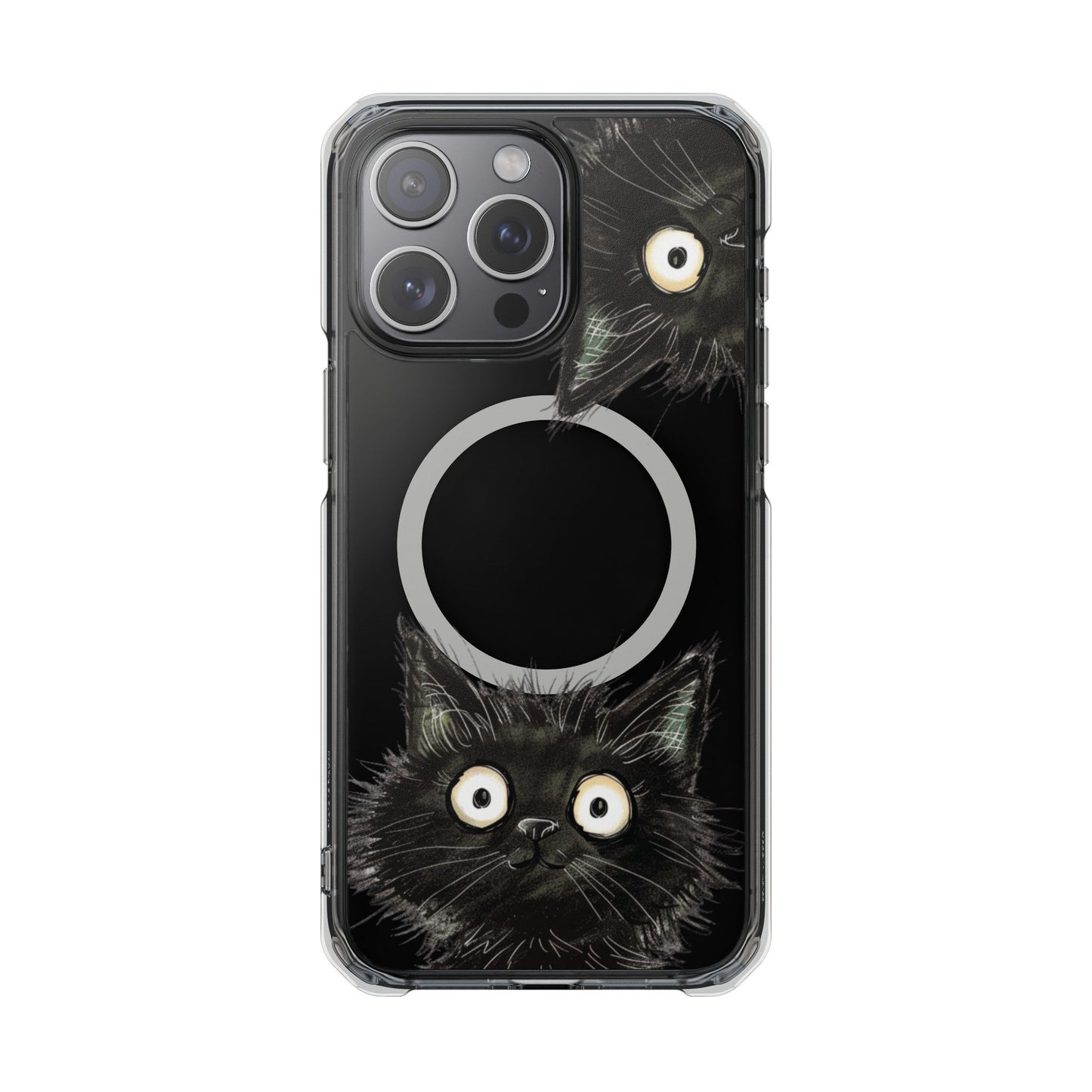 Skorter | Black Cat Magnetic Clear Case for iPhone Series