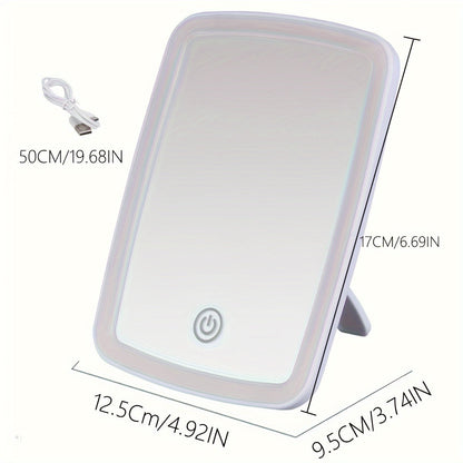 Skorter | LED Makeup Mirror with Touch Sensor - 3 Color Lighting Modes, Adjustable Brightness, Foldable and Rechargeable