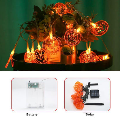 Skorter | Halloween Pumpkin 10/20 Light Battery Solar LED Light Decorative Plastic String Lights