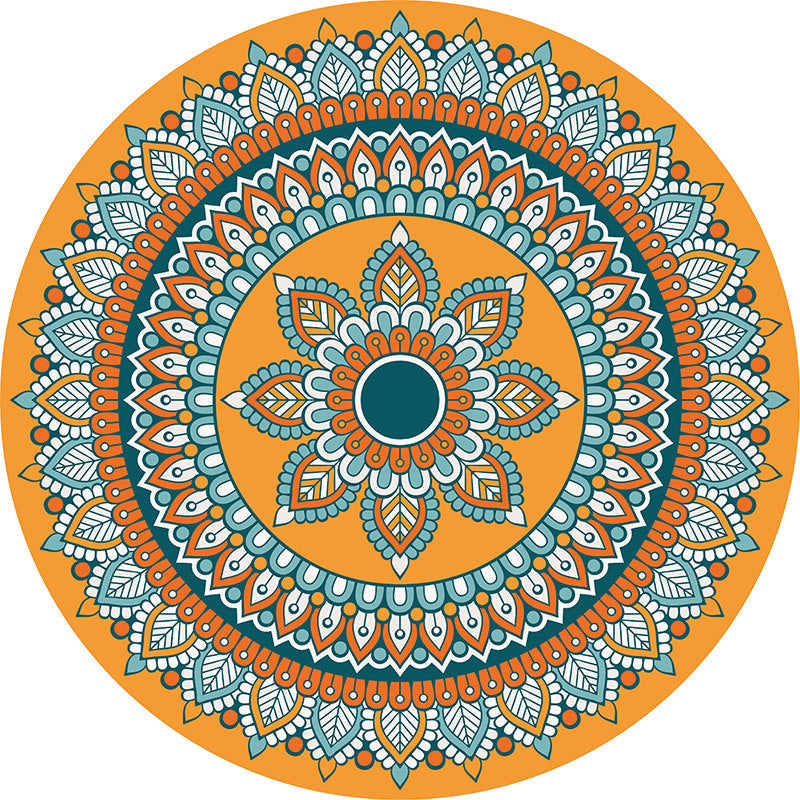 Skorter | Brown and Yellow Persian Carpet Flannel Floral Pattern Carpet Washable Non-Slip Underlay Carpet for Living Room