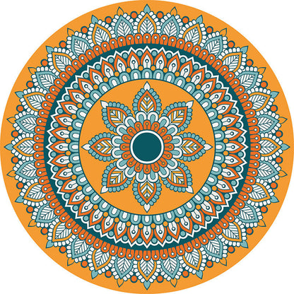 Skorter | Brown and Yellow Persian Carpet Flannel Floral Pattern Carpet Washable Non-Slip Underlay Carpet for Living Room