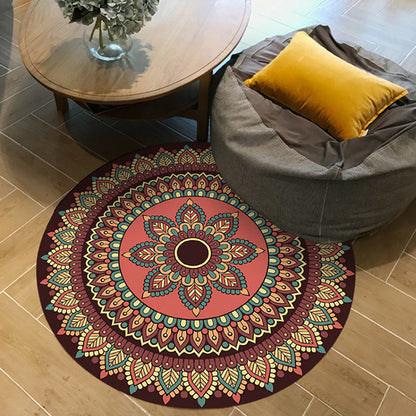 Skorter | Brown and Yellow Persian Carpet Flannel Floral Pattern Carpet Washable Non-Slip Underlay Carpet for Living Room