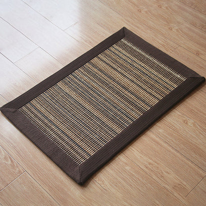 Skorter | Country Striped Pattern Rug Brown and Coffee Jute Rug Non-Slip Pet-Friendly Washable Area Rug for Study Room