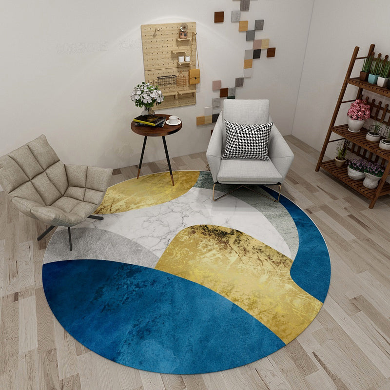 Skorter | Creative Northern Rug Multi Color Marble Geometric Shapes Carpet Stain-Resistant Pet-Friendly Rug for Living Room