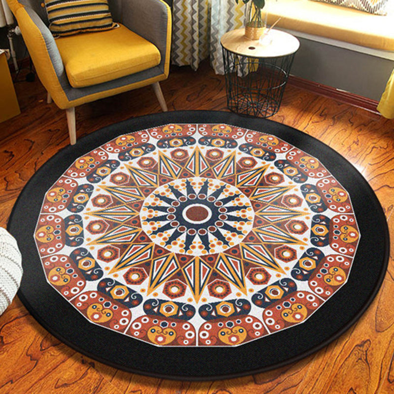 Skorter | Yellow and black bedroom rug Americana Southwest rug polyester washable area rug