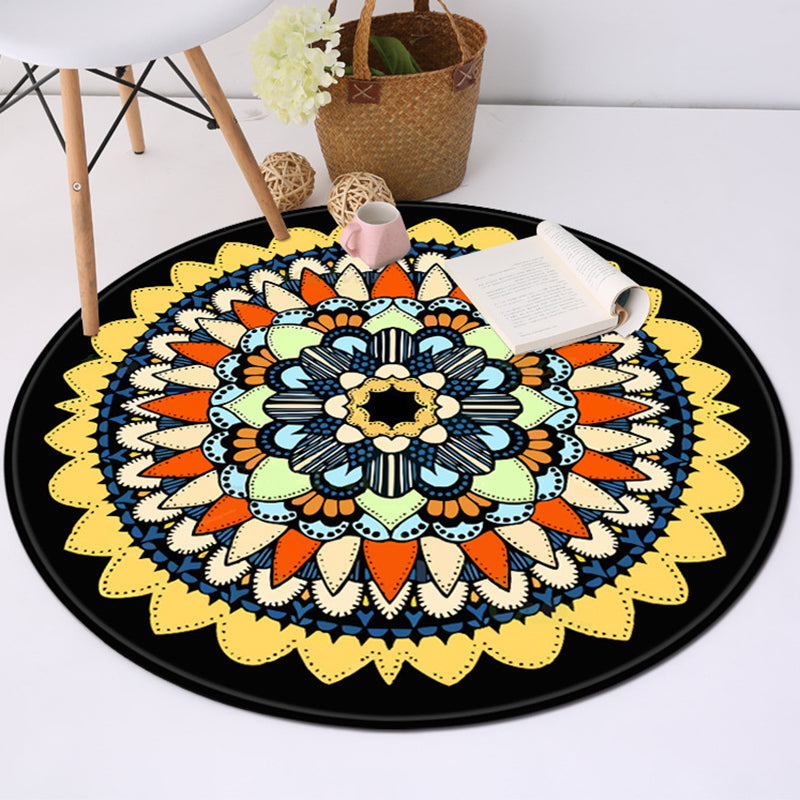Skorter | Yellow and black Americana rug Polyester Southwestern rug non-slip backing rug for bedroom