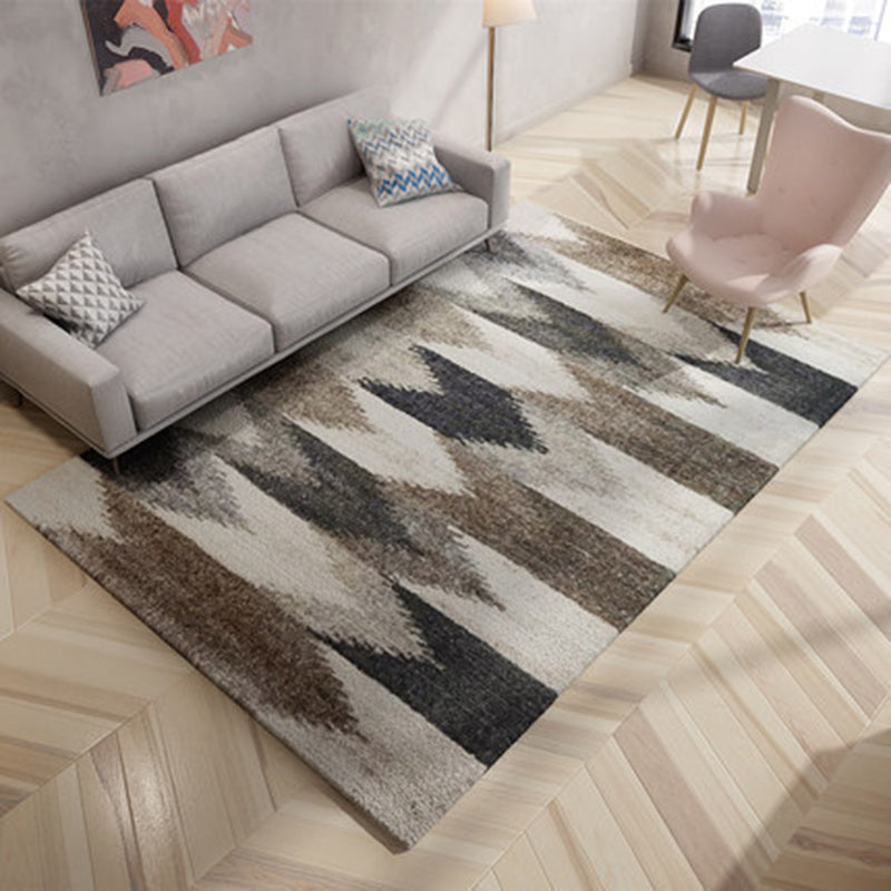 Skorter | Brown Bedroom Carpet Novelty Circle Triangle Stripe Pattern Area Rug Polyester Washable Rug