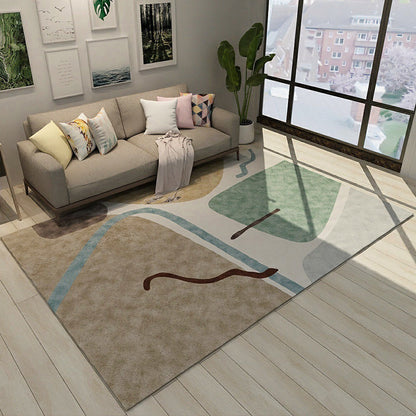 Skorter | Colorful Novelty Carpet Polyester Color Block Lines Pattern Carpet Washable Area Rug for Bedroom