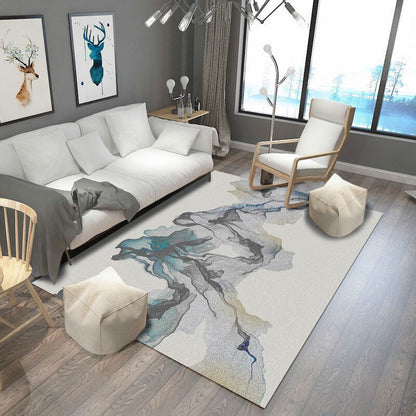 Skorter | Creative Abstract Pattern Carpet Gray Contemporary Carpet Polyester Washable Non-Slip Back Area Rug for Living Room