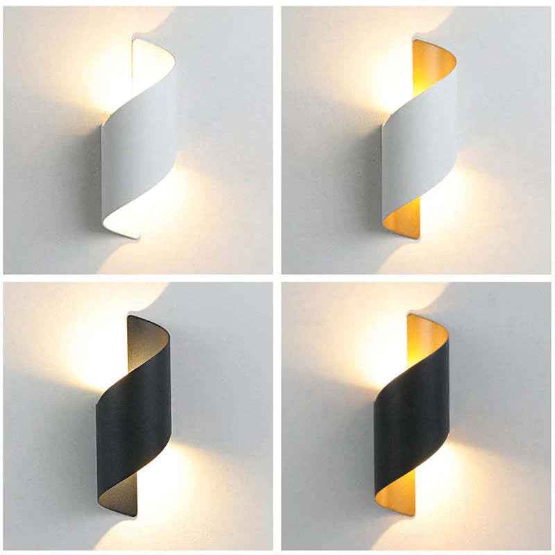 Skorter | Orr Modern LED Wall Lamp, Spiral, Indoor, White/Black, Metal
