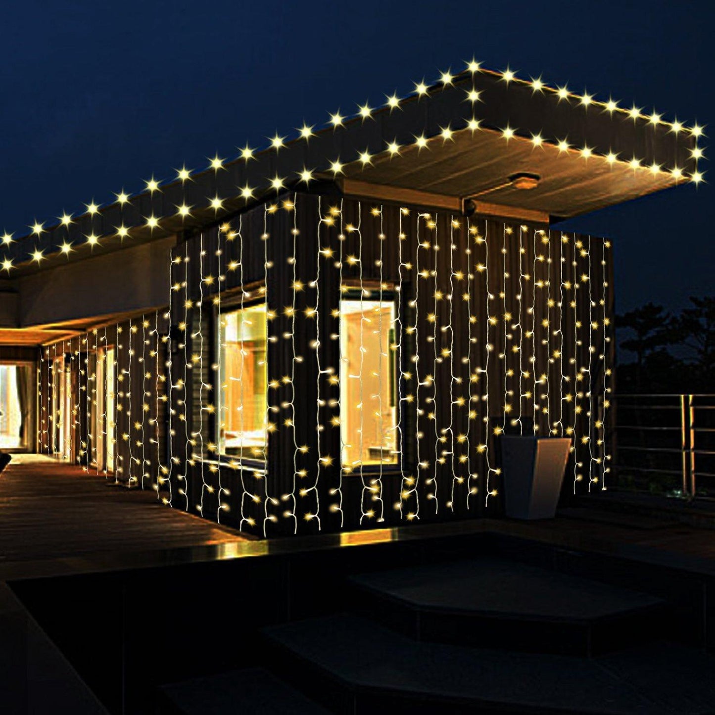 Skorter | 19.6 x 6.6 FT. 448 LED Warm White Waterproof Light String Fairy Curtain Light