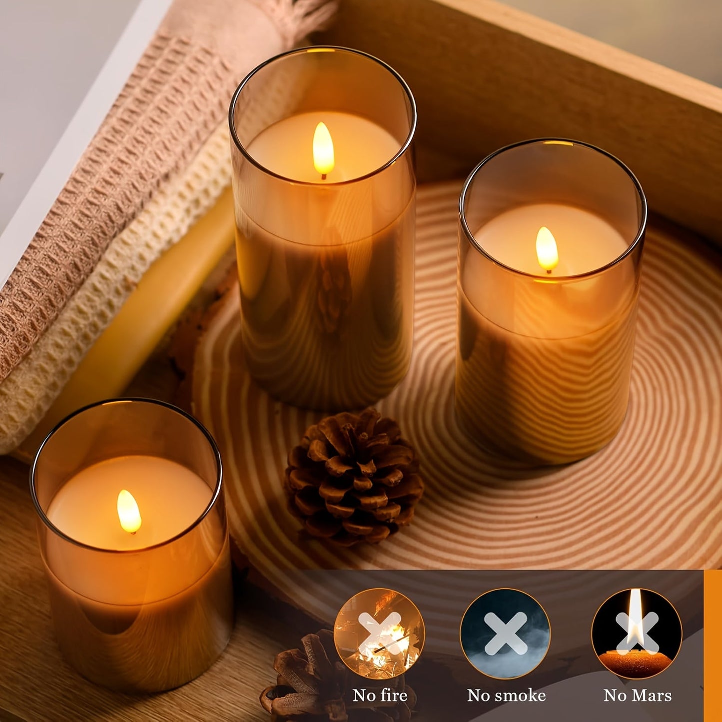 Skorter | Elegant Gray LED Candle Holders with Remote Control - For Weddings, Birthdays & Christmas Decoration