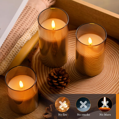 Skorter | Elegant Gray LED Candle Holders with Remote Control - For Weddings, Birthdays & Christmas Decoration