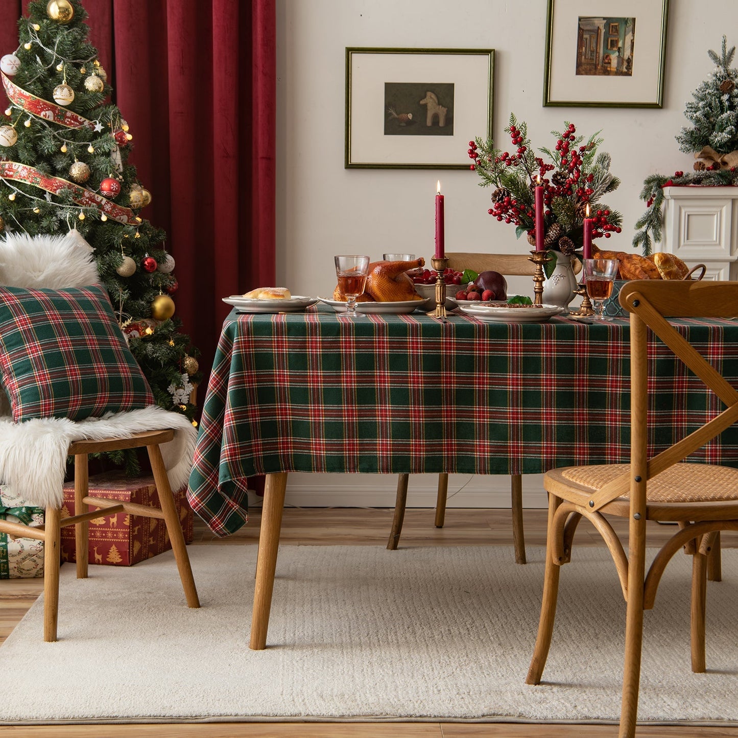 Skorter | Christmas Party Traditional Scottish Check Pattern Tablecloth